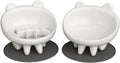 2 Pack Elevated Slow Feeder Cat Bowls – Whisker-Friendly Tilted Ceramic Bowls Anti Vomiting, Raised Feeding Station with Anti Slip Mat, Ideal for Senior Cats & Small Dogs