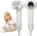 3-in-1 Dog Hair Dryer Brush - Adjustable Temp (35°C-60°C) & 4 Speeds, One-Touch Hair Collection for Safe Grooming of Small & Medium Dogs Cats