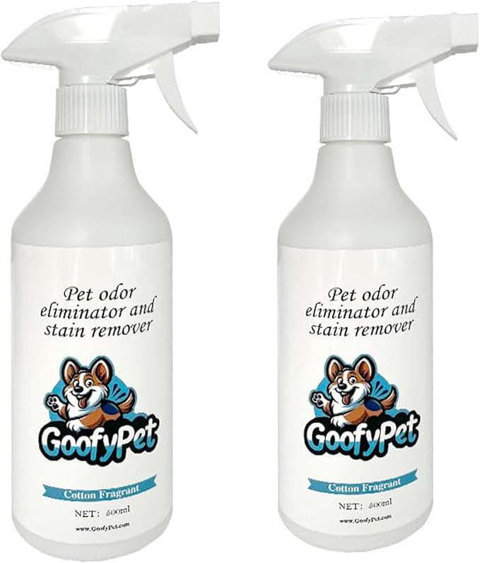 Advanced Stain and Odor Eliminator Spray for Pet Urine on Carpets, Furniture, Floors - Natural Cotton Scent Pet Deodorizer for Dogs & Cats –16.9 oz