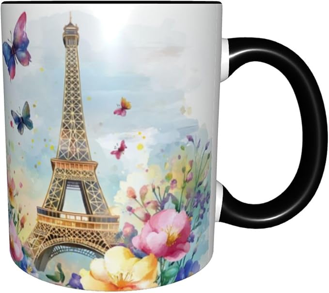 Paris Eiffel Tower Coffee Mug 11oz Ceramic Tea Cup With Handle Funny Porcelain Mugs for Women Dishwasher Microwave Safe