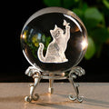 Cat Gifts for Women 3D Crystal Ball 60mm Cat Lover Themed Gift with Stand Gifts for Women Mothers Day Christmas Birthday