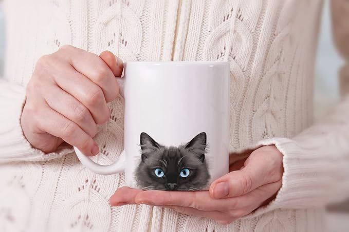 MUGBREW Seal Point Ragdoll Cat Ceramic Coffee Mug Tea Cup, 11 OZ