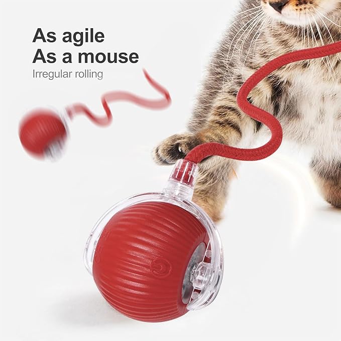 AICase Cat Toys for Indoor Cats,Interactive Automatic with Cord Imitation Mouse, Indoor Smart Rolling Interactive Balls