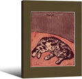 Cute Cat Poster Mid Century Modern Animal Wall Art Vintage Aesthetic Canvas Painting for Bedroom Dormitory Wall Decor Cat Lovers Gifts 08x10 inch Wood Framed