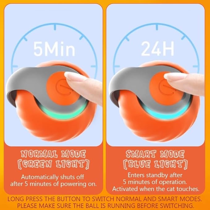 Speedy 2.0 Tail Cat Toys - Automatic Moving Ball with Tail, Two Speed Adjustment & USB Rechargeable Smart Toy, 2025 New Generation Interactive Toys for Bored Indoor Cats (Orange)