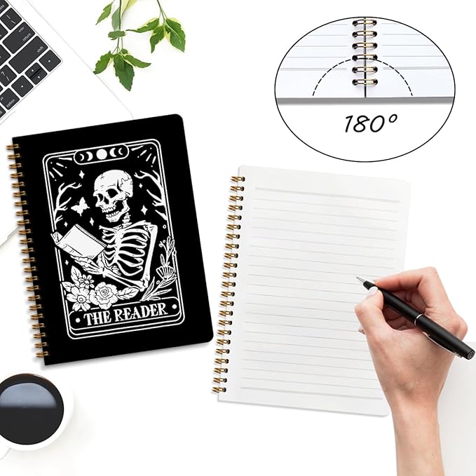 2 Packs the Reader Goth Tarot Spiral Notebook Gothic Tarot Cards Notebook Journal Gifts for Women Teacher Friend Teens College Ruled Journals for Writing Journaling Notebooks Office Classroom Supplies