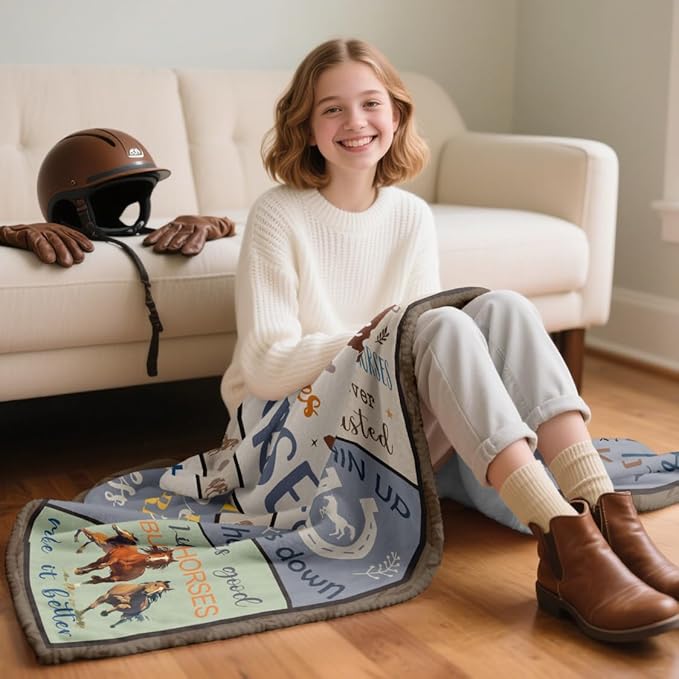 XALAZY Horse Gifts for Girls Women, Horse Blanket for Girls 50" x 60", Christmas Birthday Gifts for Horse Lovers, Equestrian Present for Women Throw