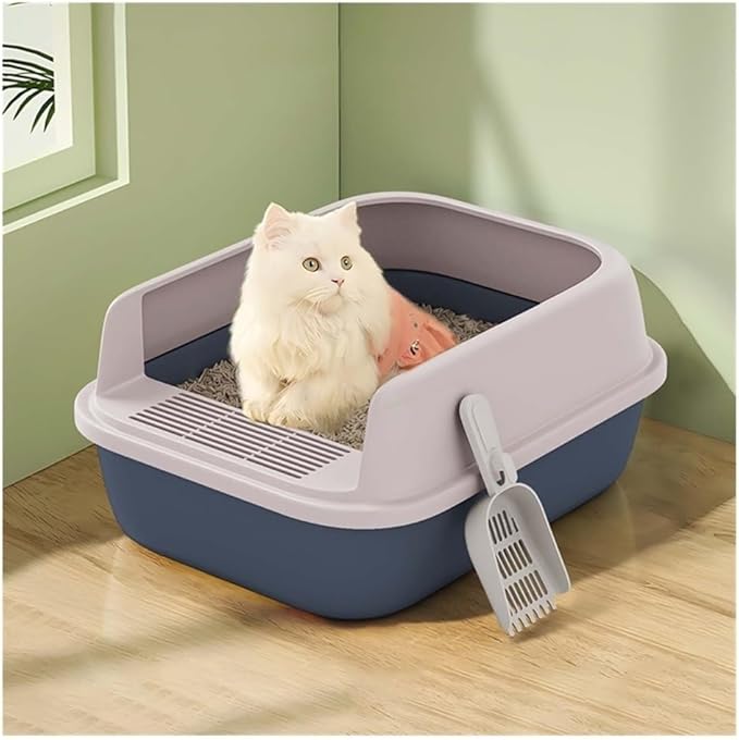 Automatic Litter Box, Semi-Open Cat Litter Box with High Sides, Anti-Splash & Easy to Clean(Dark Grey,Large)