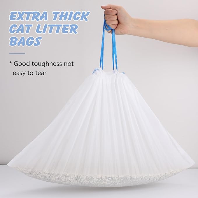 120 Count 26"x11.8" Cat Litter Box Liners Compatible with Fsitego & Fumoi Self-Cleaning Litter Boxes, Heavy Duty Automatic Cat Litter Box Bags with Drawstring, 3-4 Gallons of Capacity