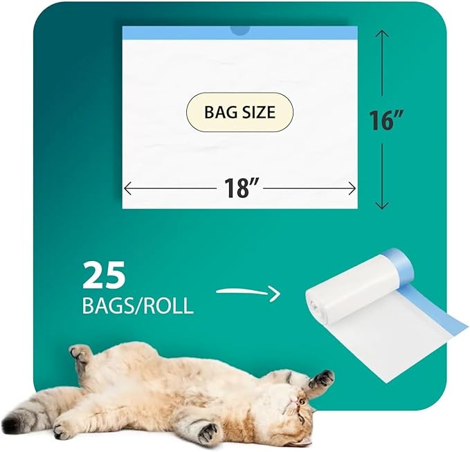 PurrTek Cat Litter Box Liners — LitterWrap Drawstring Bags for Automatic & Self-Cleaning Litter Boxes | Precision Fit, Jumbo Heavy-Duty, Leak-Proof, Unscented Odor Control, Replacement Refills