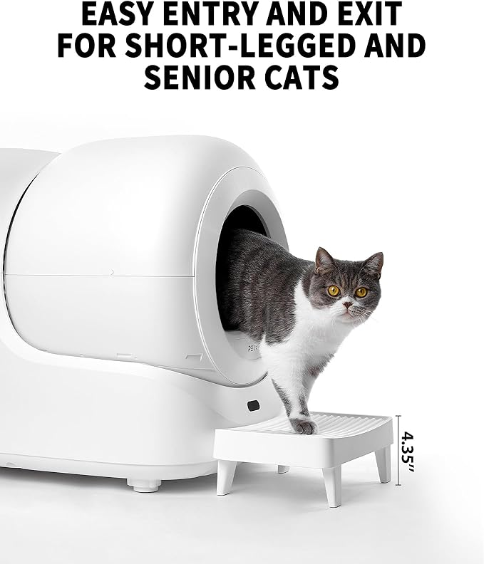 PETKIT Easy-Step Cat Pedal Step Stool for Automatic Litter Box, Elevated Litter Ramp with Filter Function, Non-Slip Trapper Stairs for Short-Legged and Elderly Cats, Less Tracking