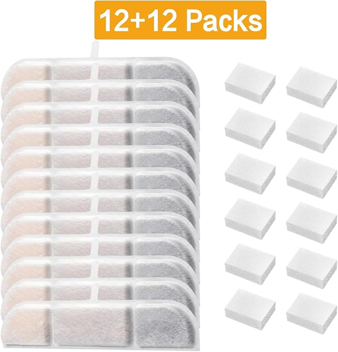 12 Packs Replacement Filters Compatible with DownyPaws Wireless Cat Water Fountain 84oz/2.5L,Cat Fountain Filter for Battery Operated Water Fountain DPWFP6