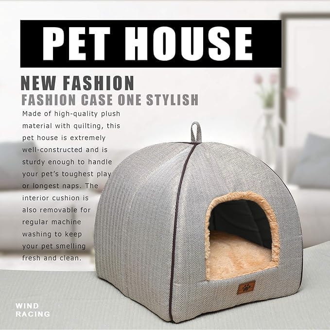 WINDRACING Cat Bed for Indoor Cats - Cat Cave Beds Cat House Cat Tent with Removable Washable Cushioned Pillow, Soft Kitten beds,Cat Beds & Furniture, for Small and Medium Pet Bed