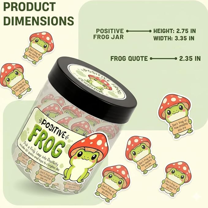 DEARMINE Positive Frog Jar with 60 Affirmation Cards, Emotional Support Gift, Christmas Home Office Decoration, Frog Gifts for Women, Teens, Teachers, Coworkers, Friends, Men