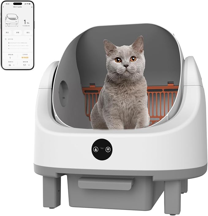 Self Cleaning Litter Box, Open Top Automatic Litter Box for Multiple Cats, 9L Waste Bin with Waterproof Liners, APP Control, Multi-Layer Safety Protection