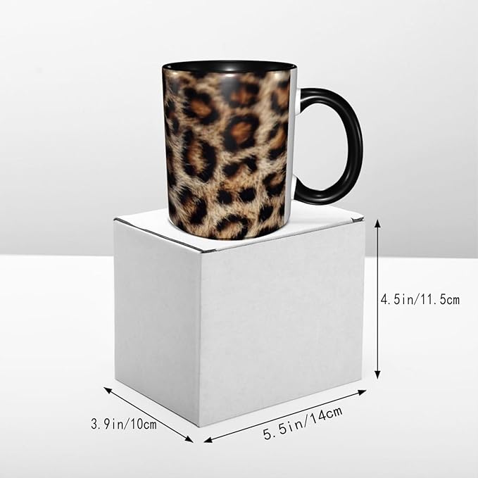 Leopard Print Coffee Mug 11 OZ Ceramic Tea Cup Novelty Mugs Funny Coffee Cups with Handle