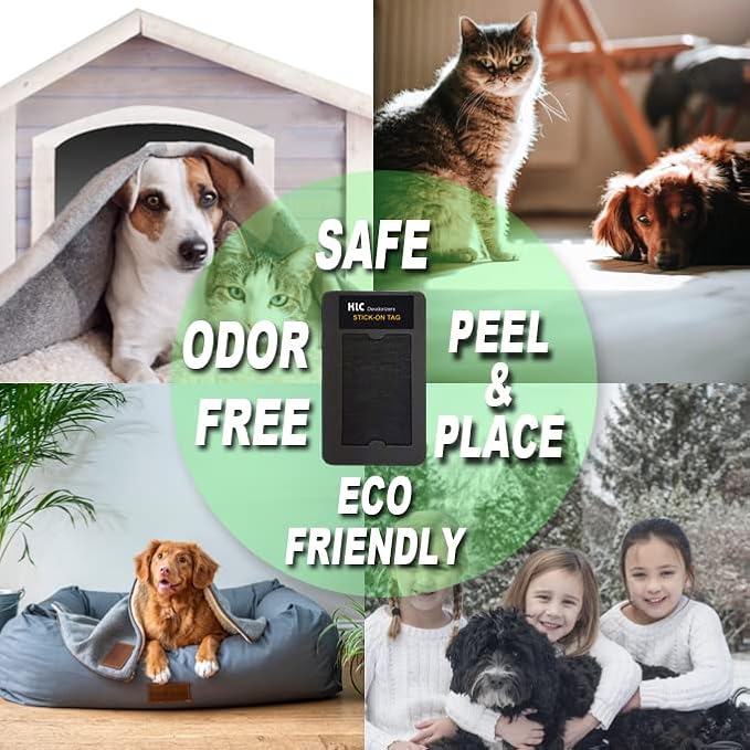 KLC Pet Odor Absorbing Charcoal Air Freshener - Stick-On Tag, 2-Pack Deodorizer for Litter Box, Dog Crate & Cat Litter Area Odor Eliminator