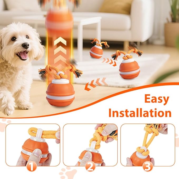 Interactive Dog Toys Dog Ball, 2026 Upgrade Interactive Dog Toys, 360° Smart Automatic Rolling Moving for Bored Pet Cats Dogs (Orange)