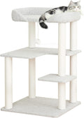 Mordern Cat Tree Tower 37.4'' (95 cm) with Scratching Posts,Multi-Level Cat Tree Tower with Large Base for Multiple Baby/Large Cats, Scratching Posts (Light Gray)