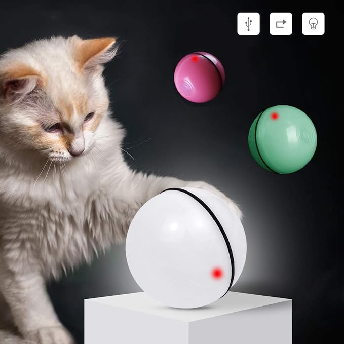 Pet Cat Toy Led Light Free Ball USB Charging Smart Funny Cat Toy Automatic Rolling Ball Motorized Entertainment for Pets Automatic Electronic Shake