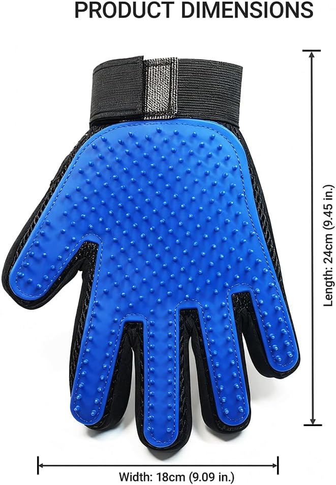 MEUOMIW - Pet Hair Remover Glove - Gentle Deshedding Brush Glove for Dogs & Cats - Enhanced Grooming & Massage Mitt for Long and Short Fur - Perfect for Shedding and Bathing (Blue, 1 Piece)