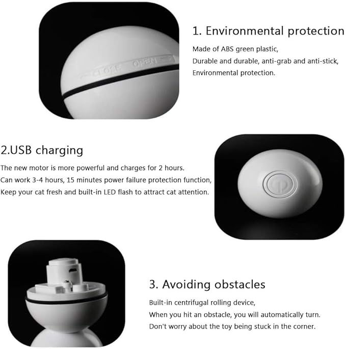 Pet Cat Toy Led Light Free Ball USB Charging Smart Funny Cat Toy Automatic Rolling Ball Motorized Entertainment for Pets Automatic Electronic Shake