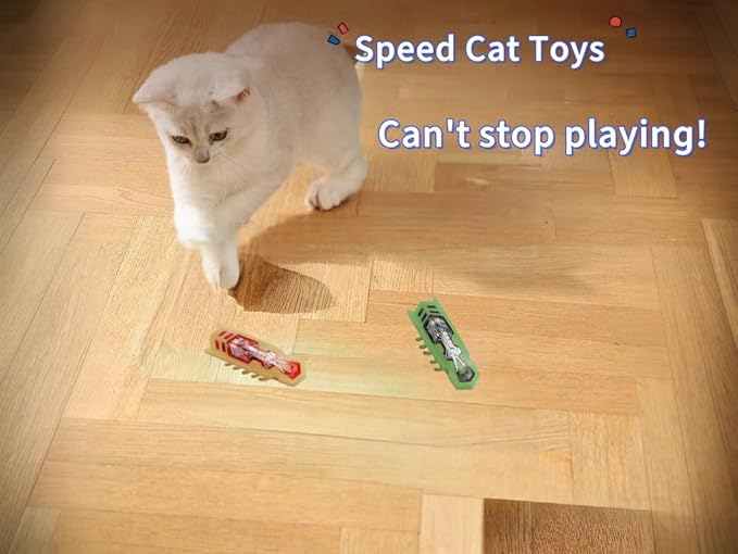 Cat Interactive Teaser Toys 2PCS Electric Moving Beetle Mini Electric Robot Beetle Electric Funny Interactive Toy Heal Loneliness for Cat Kitten Replaceable Battery (Green+Orange)