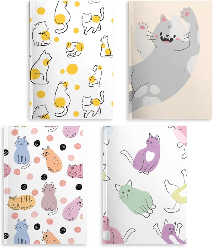 Cat Notebooks for Work, 4 Pcs A5(8.26x5.7inch) College Ruled Notebook Journal for Women, Cute Notepads Lined Journals for Writing, Cute Diary Stationary Cat Lover Gifts 10