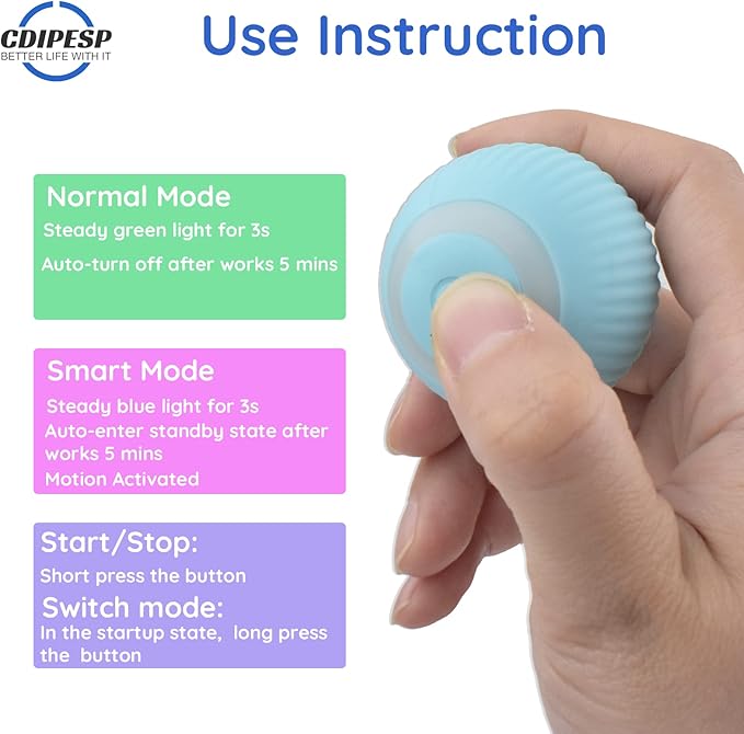 Automatic Active Rolling Ball for Dogs Self Moving Balls, Interactive Cat Ball Toy with LED Lights, USB Rechargeable, Silicone Surface (Blue)