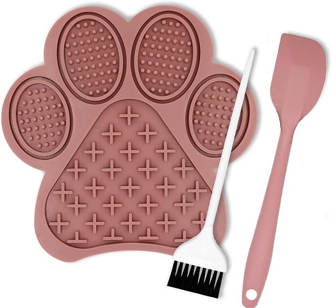 Lick Mat for Dogs and Cats - Slow Feeder Licking Pad with Suction Cups, Food-Grade Silicone for Bathing, Grooming, Nail Trimming & Anxiety Relief, Non-Toxic Pet Lick Mat (Pink)