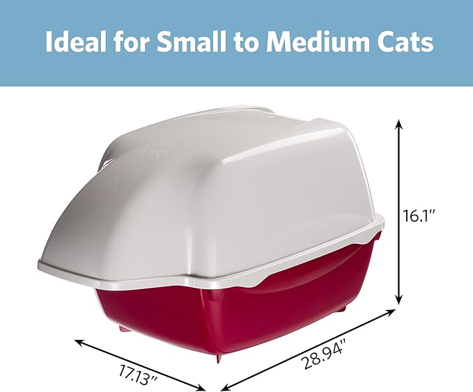 Ferplast Cosmic Outdoor Cat Litter Box - Waterproof Dog-Proof Cat Toilet with Tunnel Entry, High-Sided Base for Litter Containment, Easy-Clean Design, Durable Thermoplastic Resin in Red