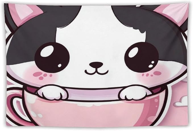MaSiledy Tapestry Kawaii Cat Bedroom Tapestries Cat Mom Gifts Tapestries Wall Art for Living Room Dorm Landscape 60"x90" Wall Hanging for Home Decor Bedroom Living Room Dorm Decor
