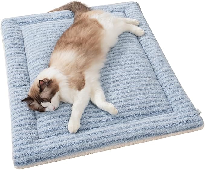 SOMAHE Self-Warming Cat Bed Pad, Reversible & Ultra Soft Pet Mat for Crates, Kennels, Sofas & Furniture, Machine Washable, Durable for Dogs and Cats, 23x15 Inch Blue