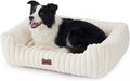 ZOMISIA Dog Bed Medium Size Dog - Large Rectangle Orthopedic Pet Bed with Fluffy Washable Cover and Anti-Slip Bottom, 30x24x9inches, Cream
