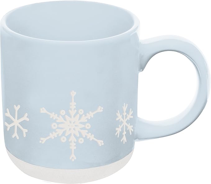 Sweet Water Decor Snowflake Coffee Mug, 14oz Stoneware Christmas Mug, Dishwasher & Microwave Safe, Large Holiday Winter Cup for Coffee, Tea & Hot Chocolate, Stocking Stuffer Gifts for Women