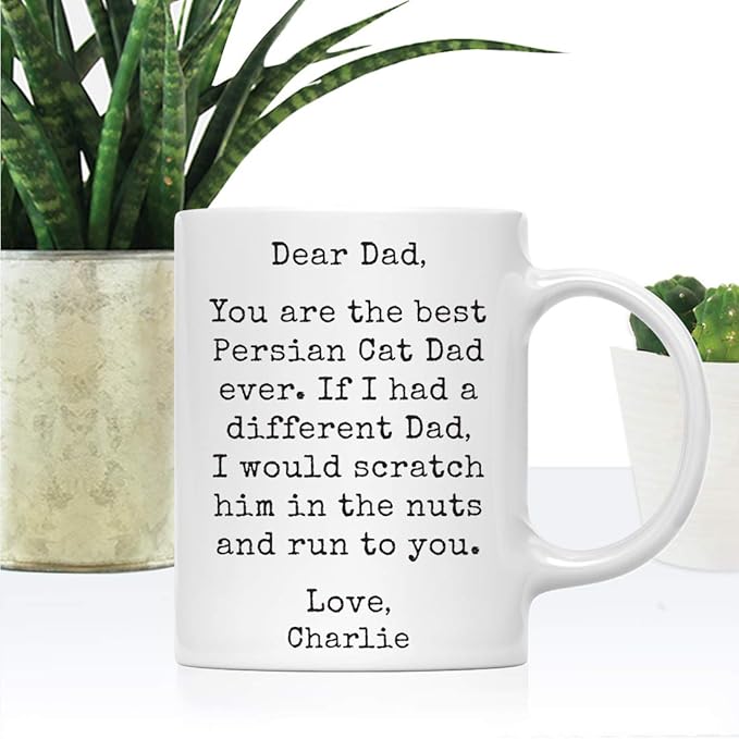 Andaz Press Personalized Funny Dad 11oz. Coffee Mug Gag Gift, Best Persian Cat Dad, Scratch in Nuts and Run to You, 1-Pack, Custom Cat Lover's Christmas Birthday Ideas, Includes Gift Box