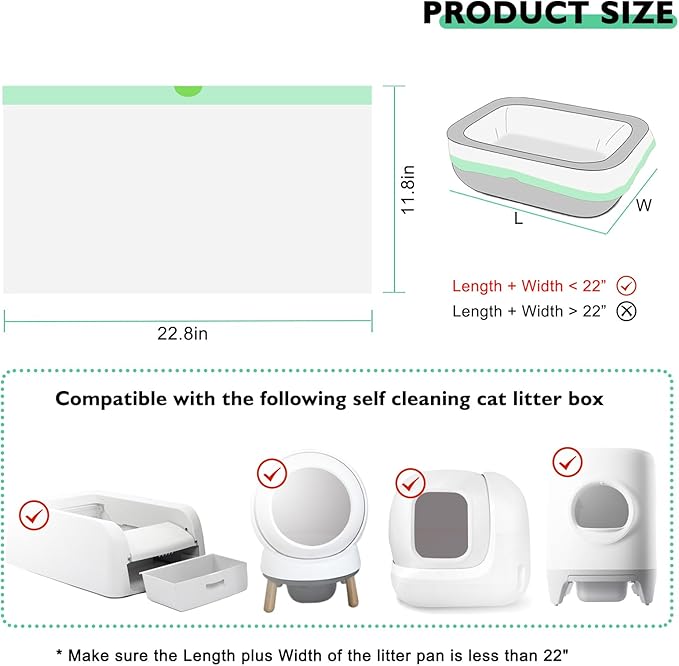 100 Pack Cat Litter Box Liner Bags Compatible with Pet Clumping & for Smartspin Self-cleaning Litter Box, Thick Heavy Duty Drawstring Waste Drawer Liners Compatible with PURA X/MAX -23" x 12"