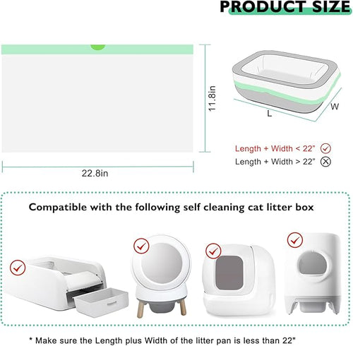 100 Pack Cat Litter Box Liner Bags Compatible with Pet Clumping & for Smartspin Self-cleaning Litter Box, Thick Heavy Duty Drawstring Waste Drawer Liners Compatible with PURA X/MAX -23" x 12"