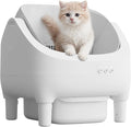 GUNJI Open-Top Cat Litter Box – Electric Auto-Cleaning System, Reliable Odor Management, Smart APP Support, 15L Large-Capacity Waste Bin, Trash Bags & Mat Included (White)