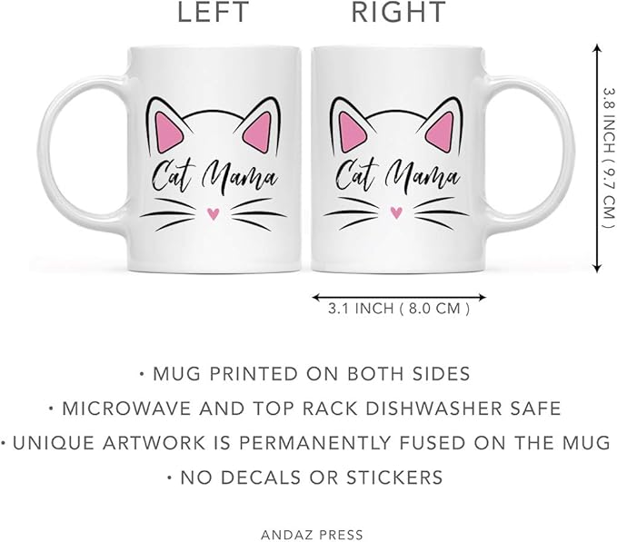 Andaz Press Funny Cat Lover 11oz. Ceramic Coffee Tea Mug, Cat Mama, 1-Pack, for Cat Mom, Birthday Christmas Ideas, Includes Box
