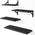 YGEOMER Wall Shelves, Black Wall Floating Shelves Different Sizes for Living Room, Bathroom, Bedroom, Kitchen, Home Decor (Set of 4)