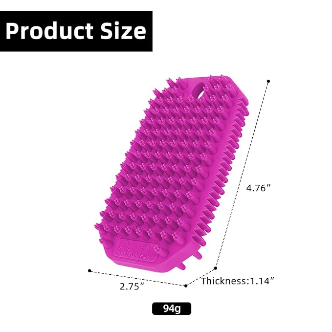 Rose Red 2-in-1 Double Sided Pet Bath Brush Dog Washing Brush Fine Pin Cat Deshedding Brush with Massage Pin Pet Grooming Tool for Dogs and Cats Remove Loose Hair Deep Cleansing