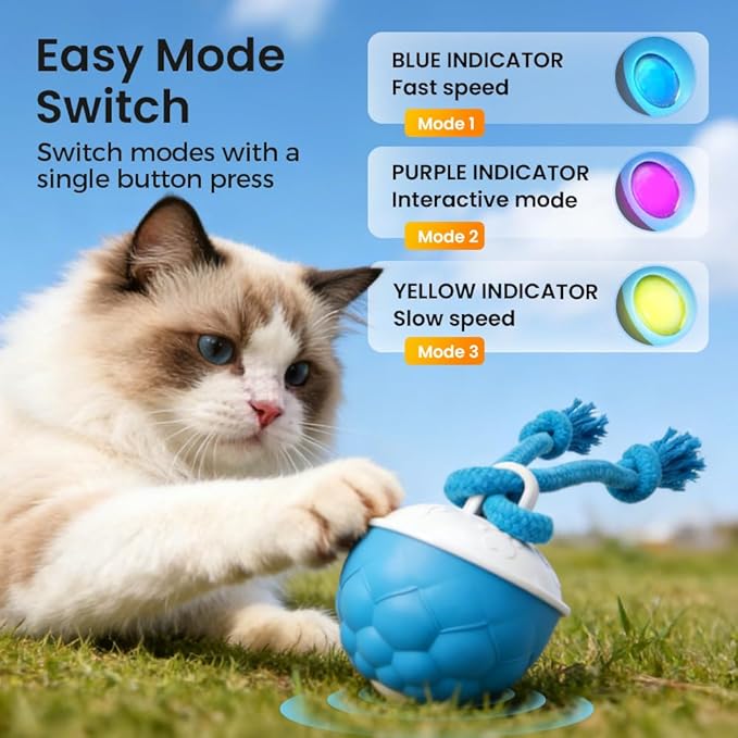 Interactive Dog Toys, 2026 Upgraded Motion Activated Automatic Rolling Ball Toys for Small/Medium/Large Dogs, 360° Smart Automatic Rolling Moving Balls for Boredom to Keep Them Busy (Blue 2PCS)
