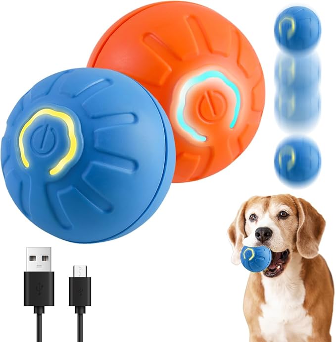 Interactive Pet Toy Automatic Rolling Ball - 2025 New Touch Motion Activated Ball for Dogs and Cats to Relieve Boredom - LED Flash Dog Toy (2 Colors)