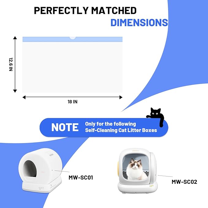 40 Count Extra Large Cat Litter Box Liners, Cat Litter Waste Receptacles Bags for MeoWant MW-SC01/MW-SC02/MW-LR01 Self-Cleaning Litter Box