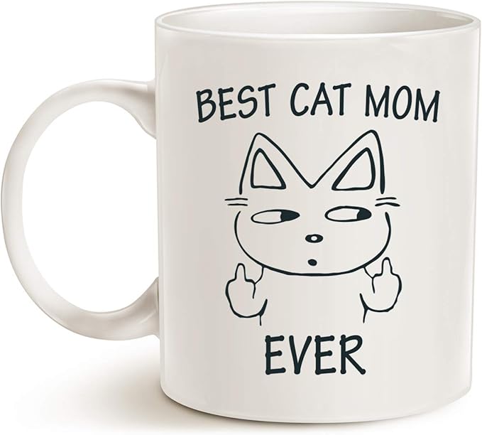 MAUAG Funny Mom Coffee Mug for Cat Lovers, Best Cat Mom Ever Best Cute Mothers Day Idea for Mother Cup White, 11 Oz