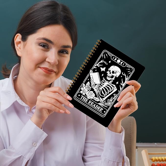 2 Packs the Reader Goth Tarot Spiral Notebook Gothic Tarot Cards Notebook Journal Gifts for Women Teacher Friend Teens College Ruled Journals for Writing Journaling Notebooks Office Classroom Supplies