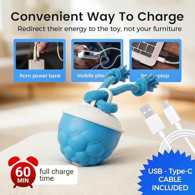 Interactive Dog Toys, 2026 Upgraded Motion Activated Automatic Rolling Ball Toys for Small/Medium/Large Dogs, 360° Smart Automatic Rolling Moving Balls for Boredom to Keep Them Busy (Orange+Blue)