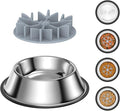 2-in-1 Metal Dog Bowl with Slow Feeder Insert, Food Grade 304 Slow Feeder Dog Bowls, Non-Slip Bottom, Pet Slower Food Feeding Bowls for Increases Feeding Time, Reduces Digestive Problems (L)