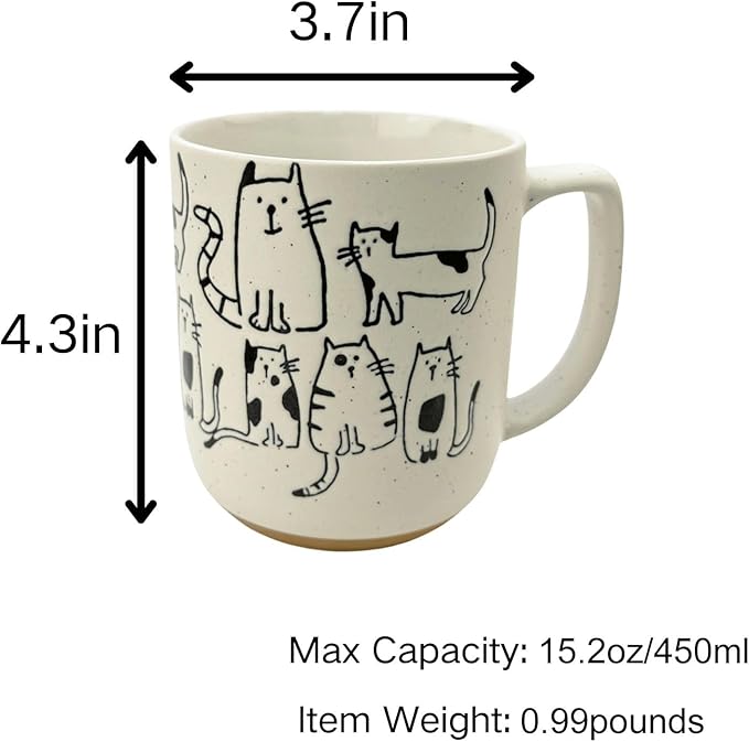 Cat Lovers Mug, Various Cute Kittens Pattern Mug, Cat Coffee Mug Funny Ceramic Tea Cup Novelty Gifts for Office and Home Women Girls Men, Dishwasher Microwave Safe (Beige, 15oz)